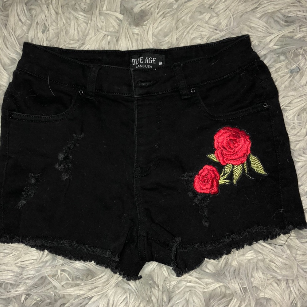 Black denim shorts